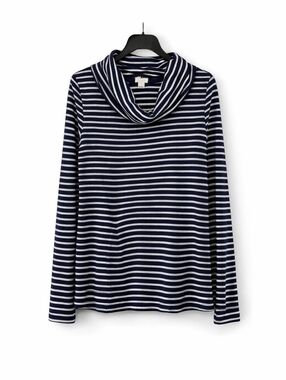 J Crew Navy White Stripe Cowl Neck Sweater Women Size XS Long Sleeve